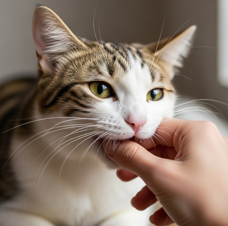 고양이가 사람 손을 살짝 무는 이유는 애정 표현일까?