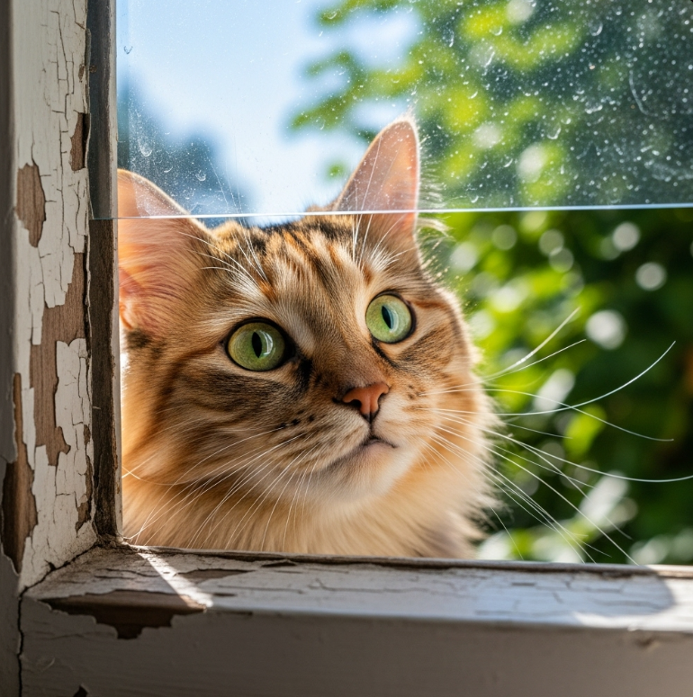 고양이가 창문 사이에 머리를 넣는 이유는?