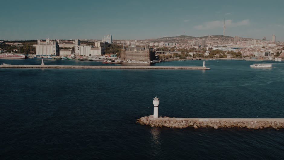 Breathtaking aerial shot of Istanbul coastline showcasing the historic architecture and vibrant cityscape.