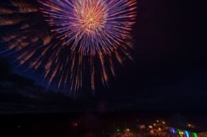 Dazzling fireworks light up the night sky over Putgarten, celebrating New Year's Eve.