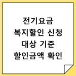 전기요금 복지할인 신청 대상 기준 할인금액 확인