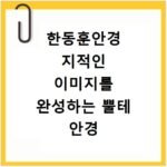 한동훈안경 지적인 이미지를 완성하는 뿔테 안경 모델 정보