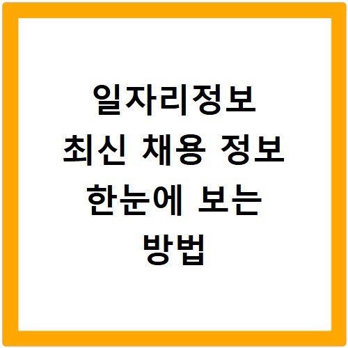 일자리정보 최신 채용 정보 한눈에 보는 방법