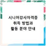 시니어강사자격증 취득 방법과 활동 분야 안내