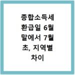 종합소득세 환급일 6월 말에서 7월 초, 지역별 차이 확인