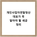 개인사업자연말정산 대표가 꼭 알아야 할 세금 정리