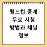 월드컵 중계 무료 시청 방법과 채널 정보