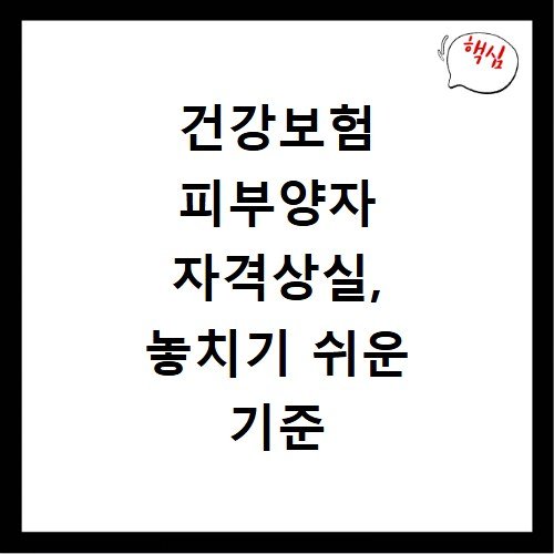 건강보험 피부양자 자격상실, 놓치기 쉬운 기준 알아보기