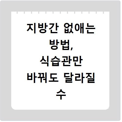 지방간 없애는 방법, 식습관만 바꿔도 달라질 수 있는 관리법